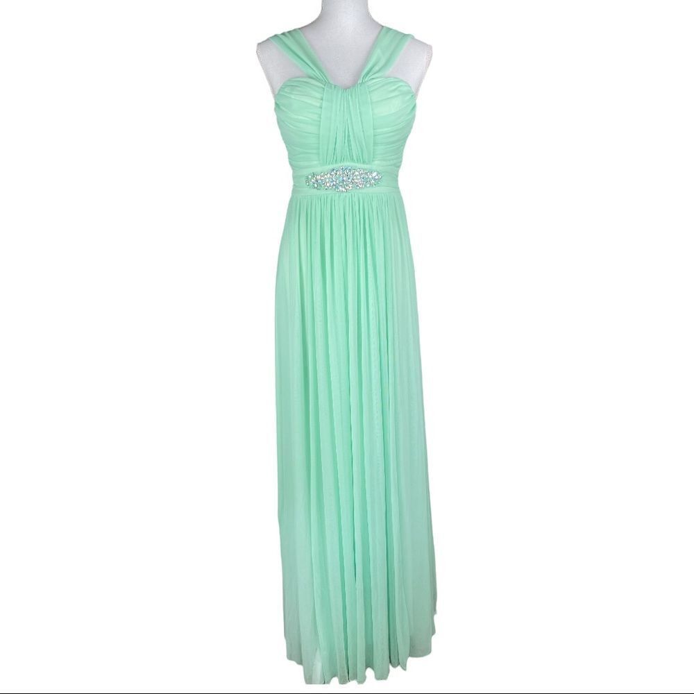B. Darlin Mint Green Formal Maxi Gown Size 5/6